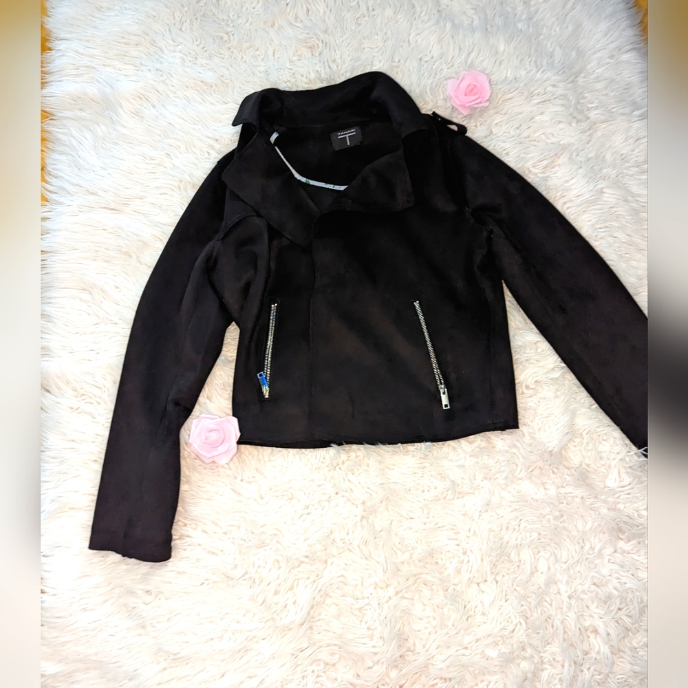 Black faux suede blazer jacket